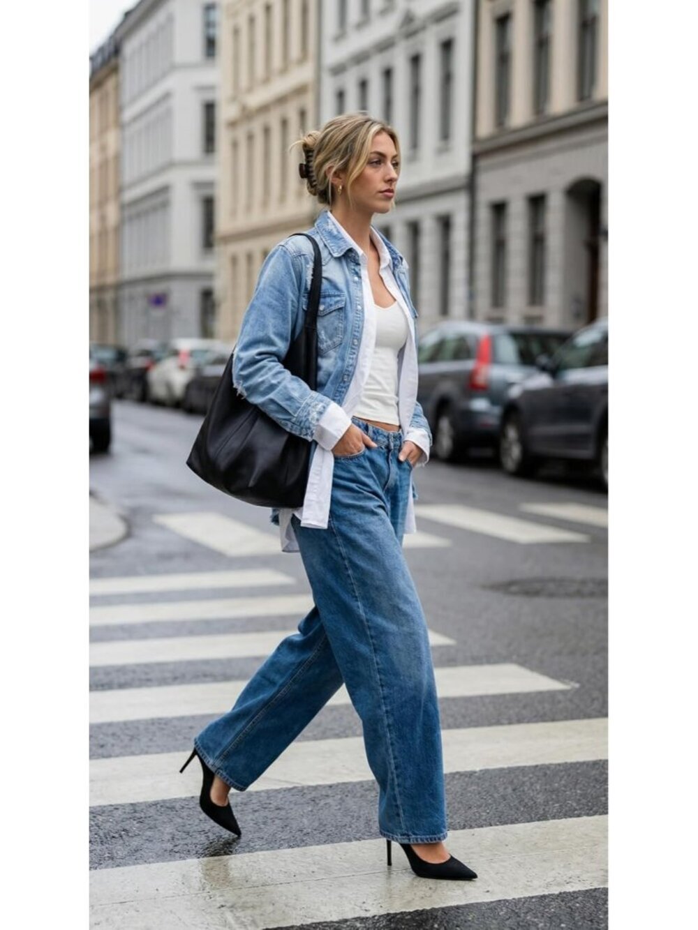Women's Oversized Denim Jacket Long Sleeve Denim Shirts Jean Jacket C2 Sky Blue - Picture 3 of 6